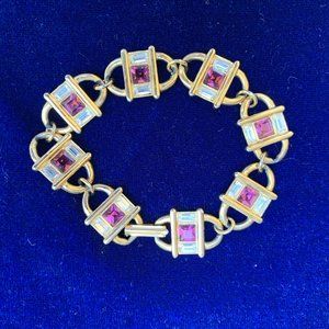 Vintage gold plated bracelet Swarovsky crystals